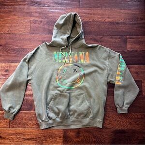 NIRVANA Green Graphic Hoodie Size XL